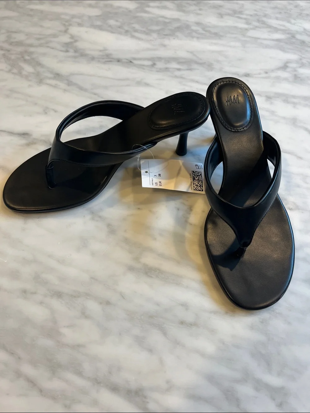 H&M Black Thong Heel Sandal US 7 EUR 38 - Picture 2 of 6